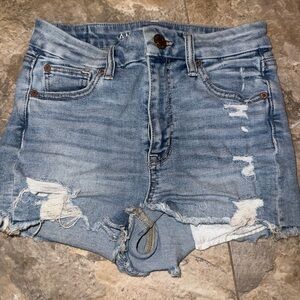 American Eagle Curvy Hi Rise Stretch Distressed Shorts Women's Size 00